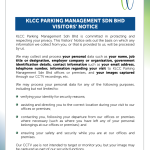 KLCC Parking Management visitor privacy notice
