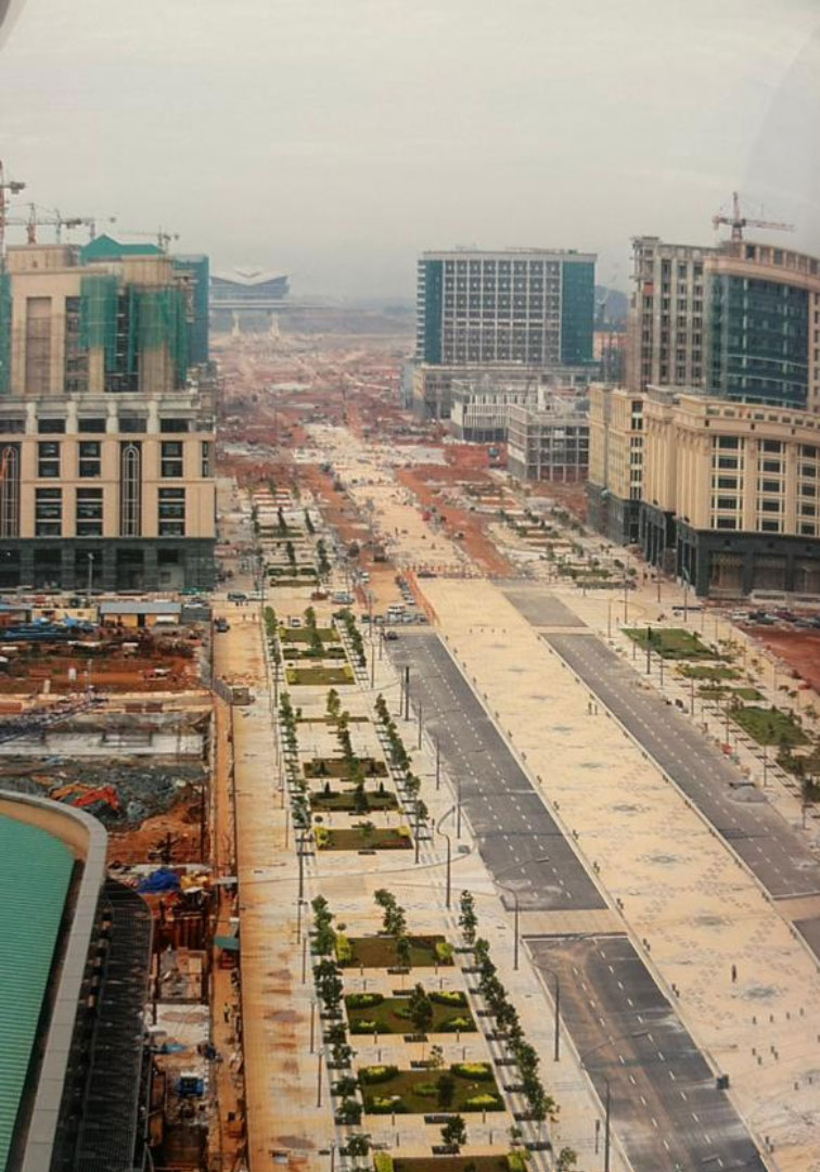 Putrajaya Boulevard under construction, establishing the city’s primary ceremonial and civic axis.